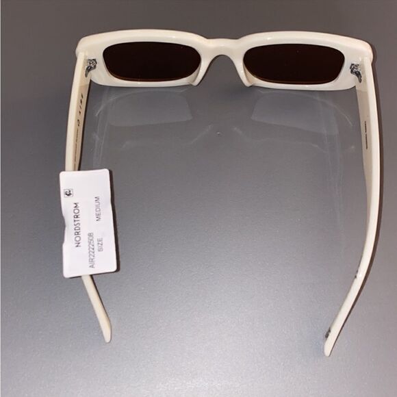 AIRE NWT Ceres V2 Rectangular Slim Sunglasses in Ivory White & Hazel Pink Tint - Picture 8 of 9
